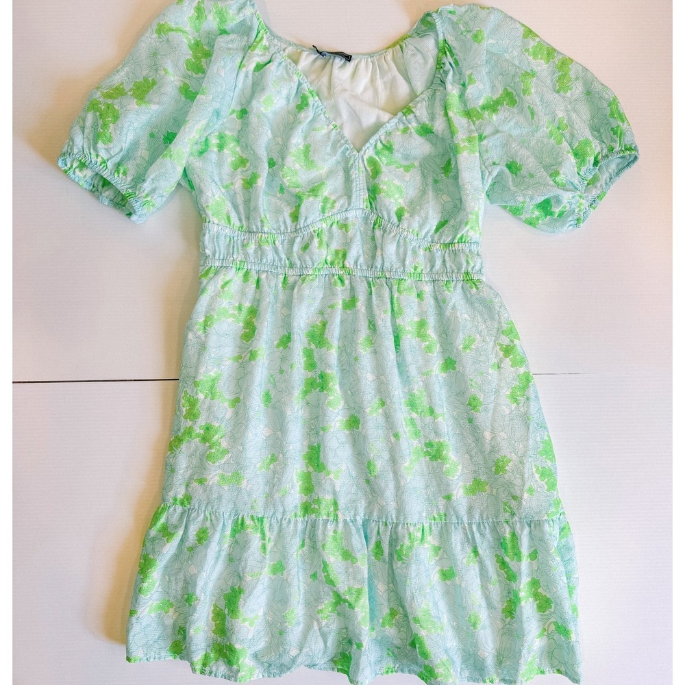 Vineyard Vines Romper Womens Size M Green Floral Puff Sleeve Coastal Resort wear - Picture 2 of 9